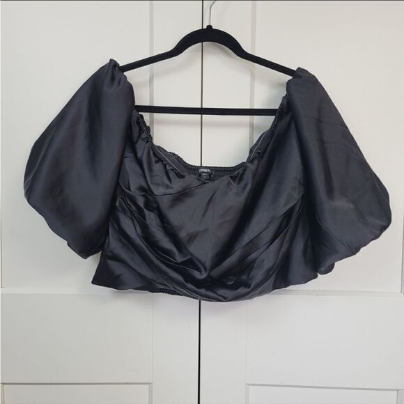 Express satin wrapped off the shoulder crop top, xlarge - Picture 5 of 6